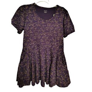 NWT Size Large Svaha Cat Constellation Purple Dress, 100% Organic Cotton, Stars